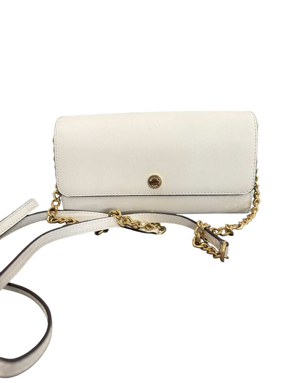 Michael Kors Ivory Crossbody Wallet with Gold Chain